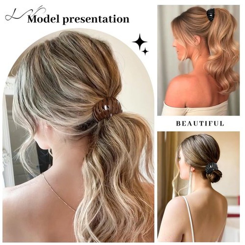 6Pcs Bird Nest Magic Hair Clips Hair Nest for Bun Strong Ponytail Holders for Women Girls (Glossy Transparent Jelly, Small)