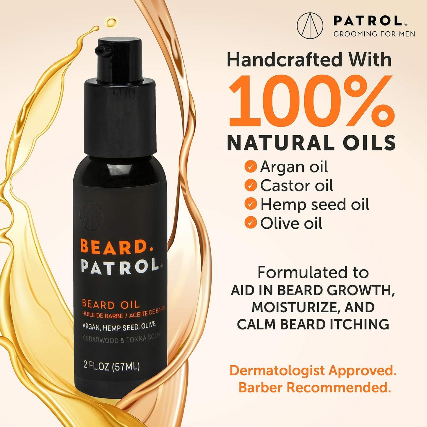 Bump Patrol Beard Patrol Beard Oil for Men – Natural Grooming Serum and Mustache Conditioner, Softens, Smooths and Strengthens Growth, Cedarwood and Tonka - 2 fl oz - Pack 1