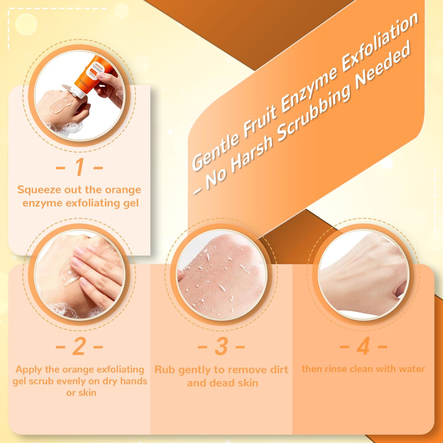 3X100ml 2026 Updated Orange Enzyme Exfoliating Gel Set – Natural Citrus Extract Facial Peeling Gel, Gentle Daily Enzyme Exfoliant, Purifying Clear Texture for Smooth, Refreshed Skin