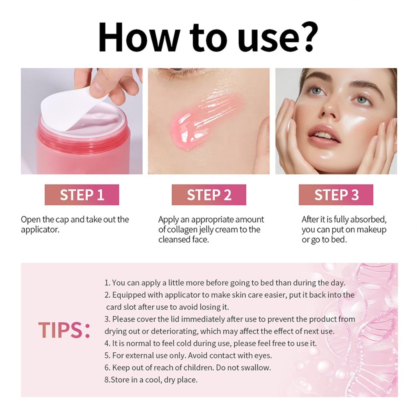 Collagen Jelly Cream，Hydrating Skin Treatment Firming，Niacinamide & Hydrolyzed Collagen，Anti Aging Moisturizer,Wrinkle for Youthful Glow，Nourishing Infused Gel Cream for All Skin Types