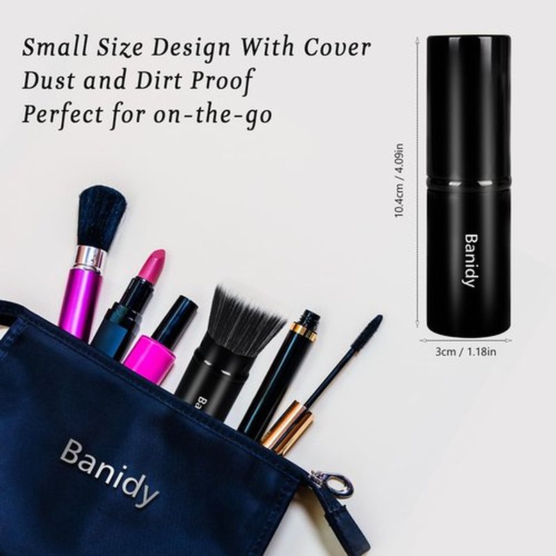 Foundation Makeup Brush Flat Top Kabuki Face Blush Liquid Powder Foundation Brush Retractable Travel Brush for Blending Liquid, Cream or Flawless Powder Cosmetics