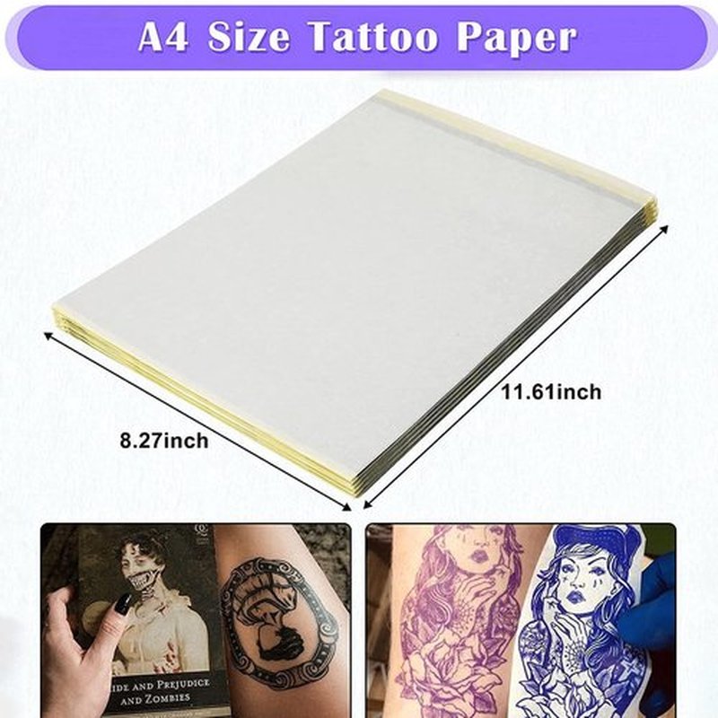 Tattoo Stencil Transfer Paper - Usiriy 25 Sheets Tattoo Stencils Thermal Paper A4 Size 4 Layers Tattoo Tracing Paper for Tattooing to Skin Printable Temporary Tattoo Transfer Paper Transfer Kit