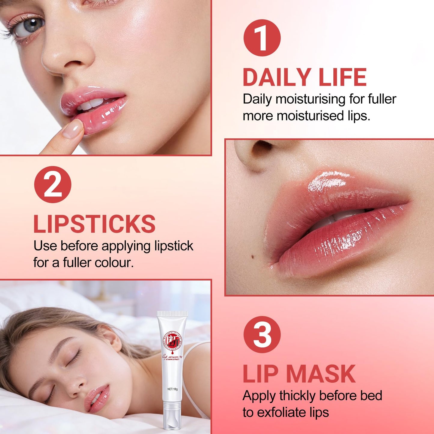 3PCS Lip for Dark Lips, Lip Serum, Dark Lip Treatment Serum for Smokers,Moisturizer Nourishing Essence Lips, Restores Natural Look & Moisture