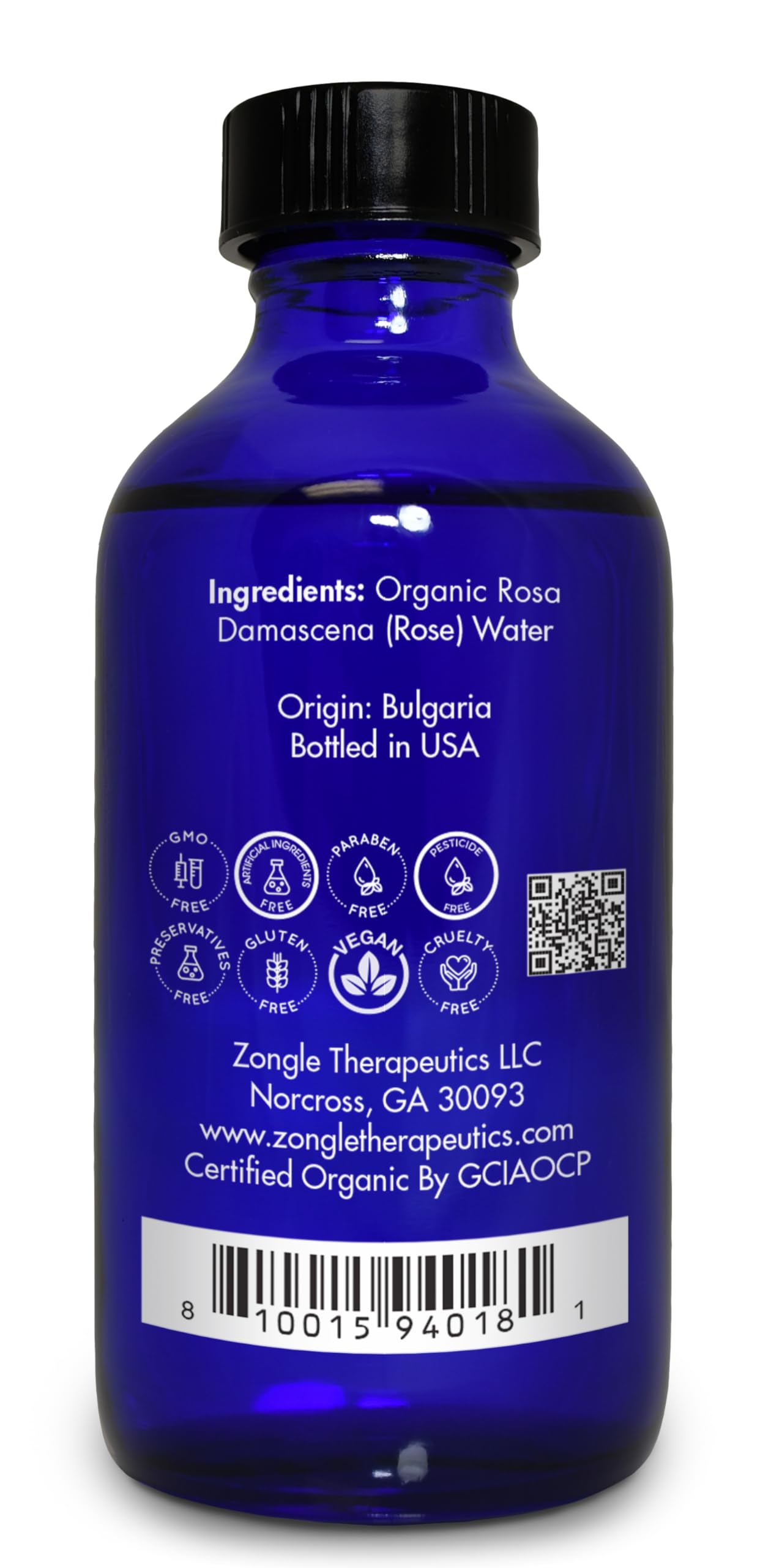 Organic, Rose Water, Spray for Face, Hyderating Toner – 100% Pure, Rose Water, by Zongle Therapeutics Grade, 4 Oz