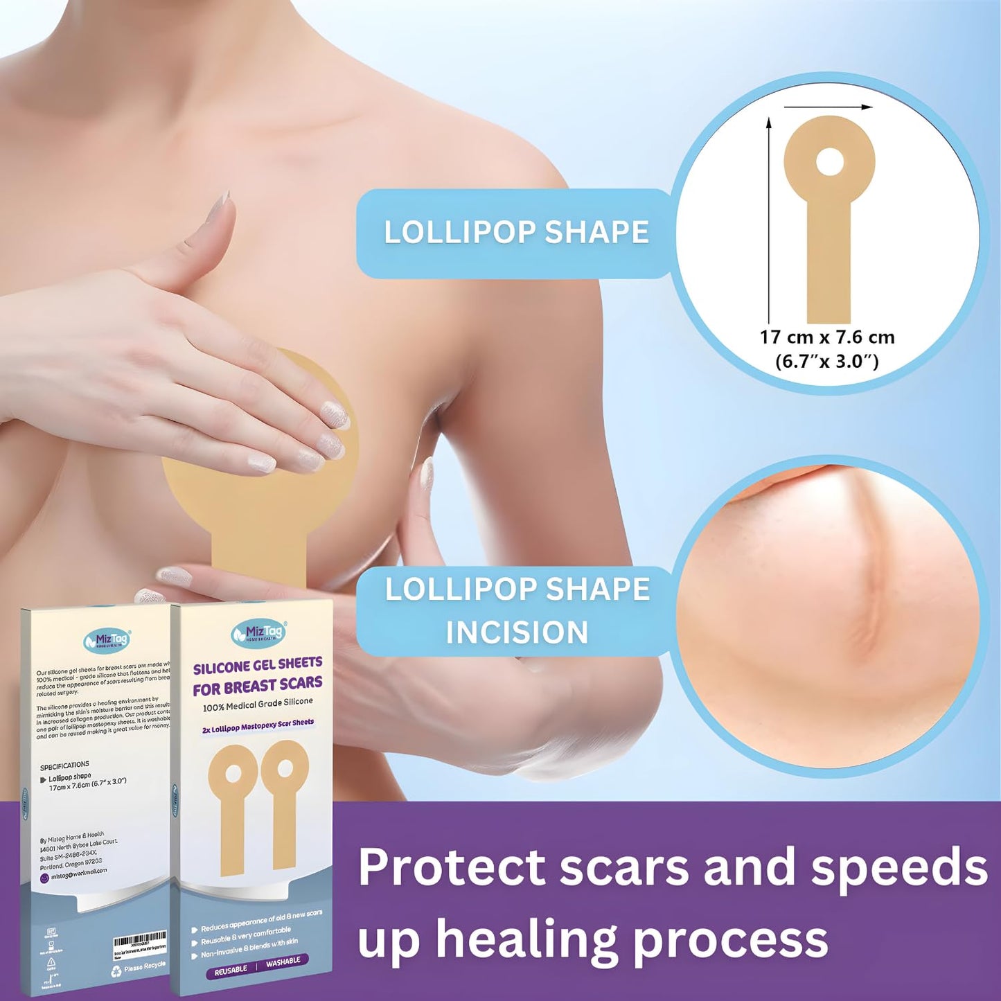 Breast Surgery Recovery Supplies - Silicone Sheets for Healing - Augmentation Essentials - Comfortable Under Post-Op Bra
