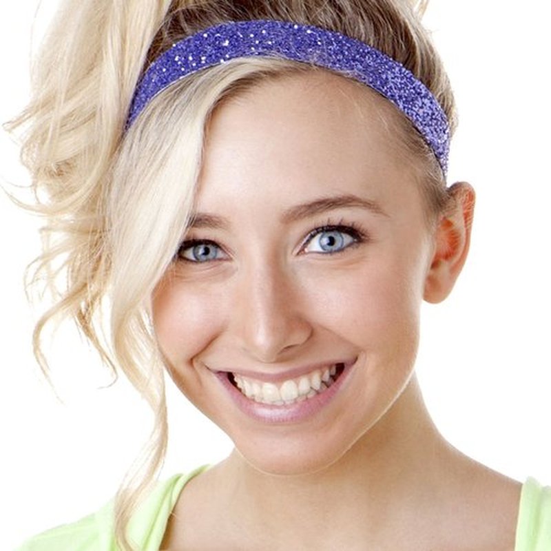 Hipsy Women's Adjustable Non Slip Cute Fashion Wide Bling Glitter Hair Headband 3-pack (Purple/Peacock/Teal)