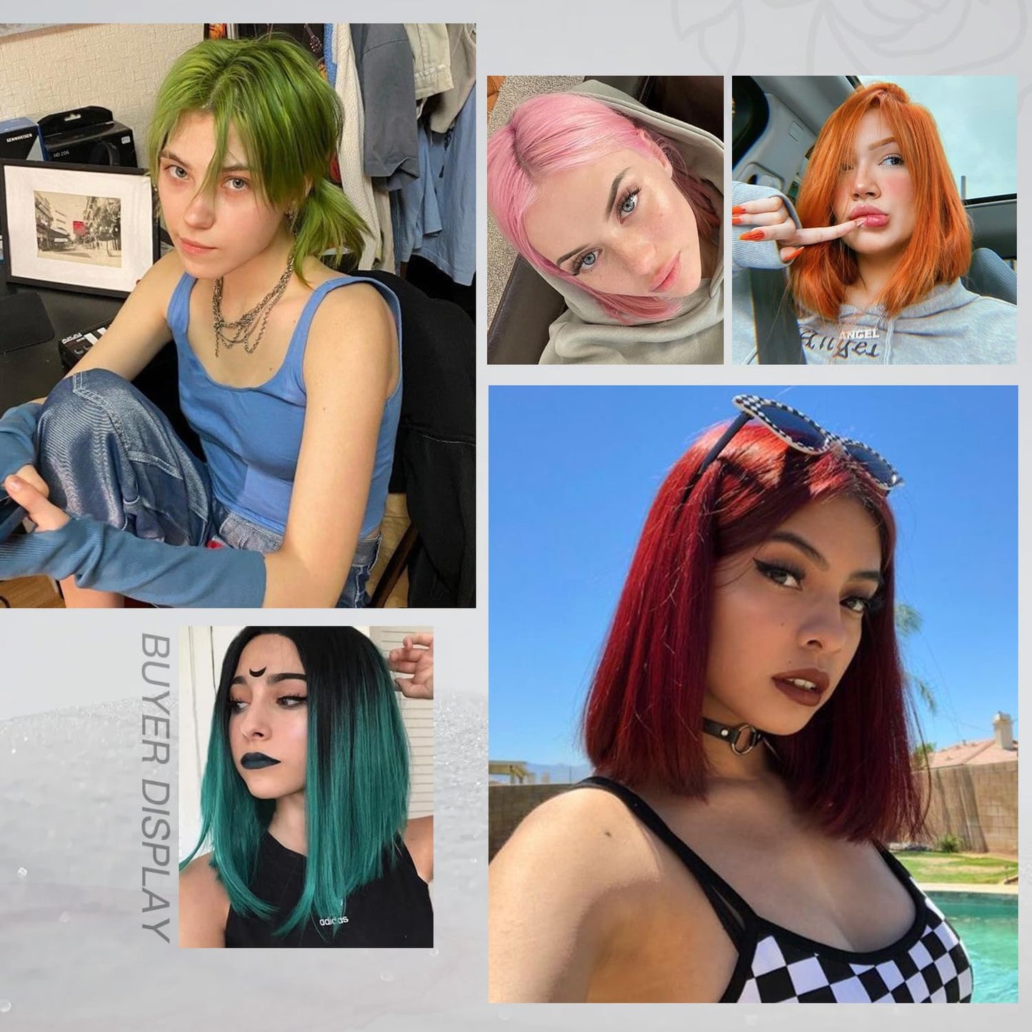 XC CLOUDS Green Wigs Green Straight Hair Wigs Green Bob Wigs For Women Green Glueless Wigs 180% Density Blunt Cut Bob Wigs for Halloween or Daily Use Green Synthetic Wigs Bob Straight Wigs