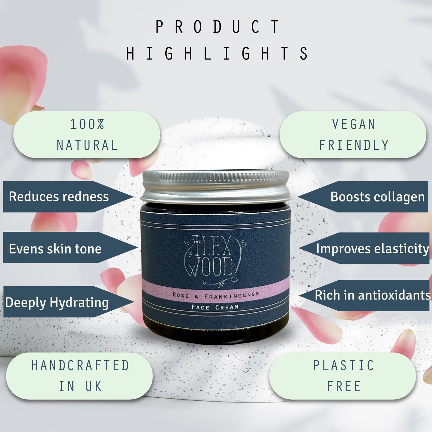 Rose and Frankincense Cream & Serum Gift Set - handcrafted in the UK, 100% Natural, Vegan, Moisturising, Anti Ageing, Cruelty Free, Palm Oil Free, Plastic Free