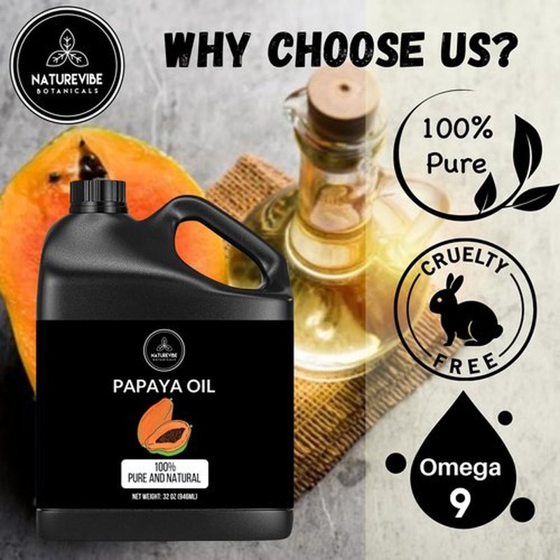 Naturevibe Botanicals Papaya Oil 32 Ounces | 100% Pure and Natural | Great for Skin Care and Hair Care