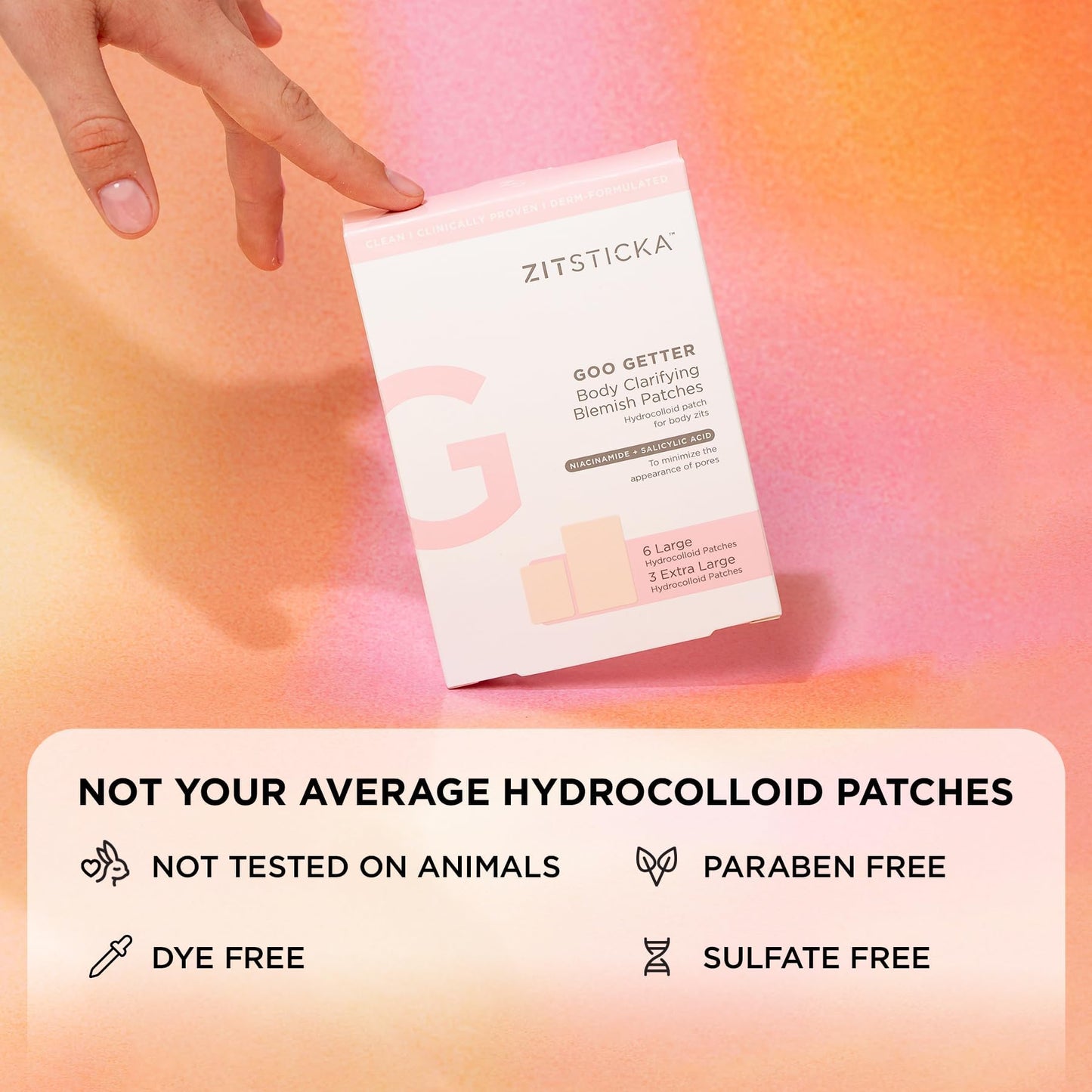 ZitSticka Large Pimple Patches for Face and Body, Goo Getter Hydrocolloid Patches to Cover Zits & Blemishes, Acne Patches or Zit Spot Stickers, Blemish Patch (Body Patch 9 Pack)