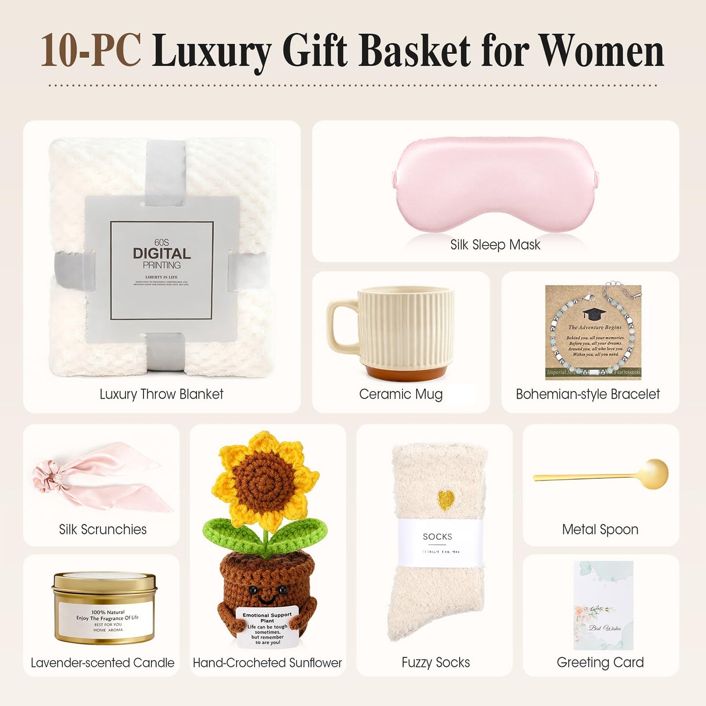 VELVINESTD Birthday Gifts for Women, Self Care Gift Baskets, Get Well Soon & Thinking of You Gift Set with Flannel Blanket & Sunflower for Mom, Her, Best Friend, Sister, Wife