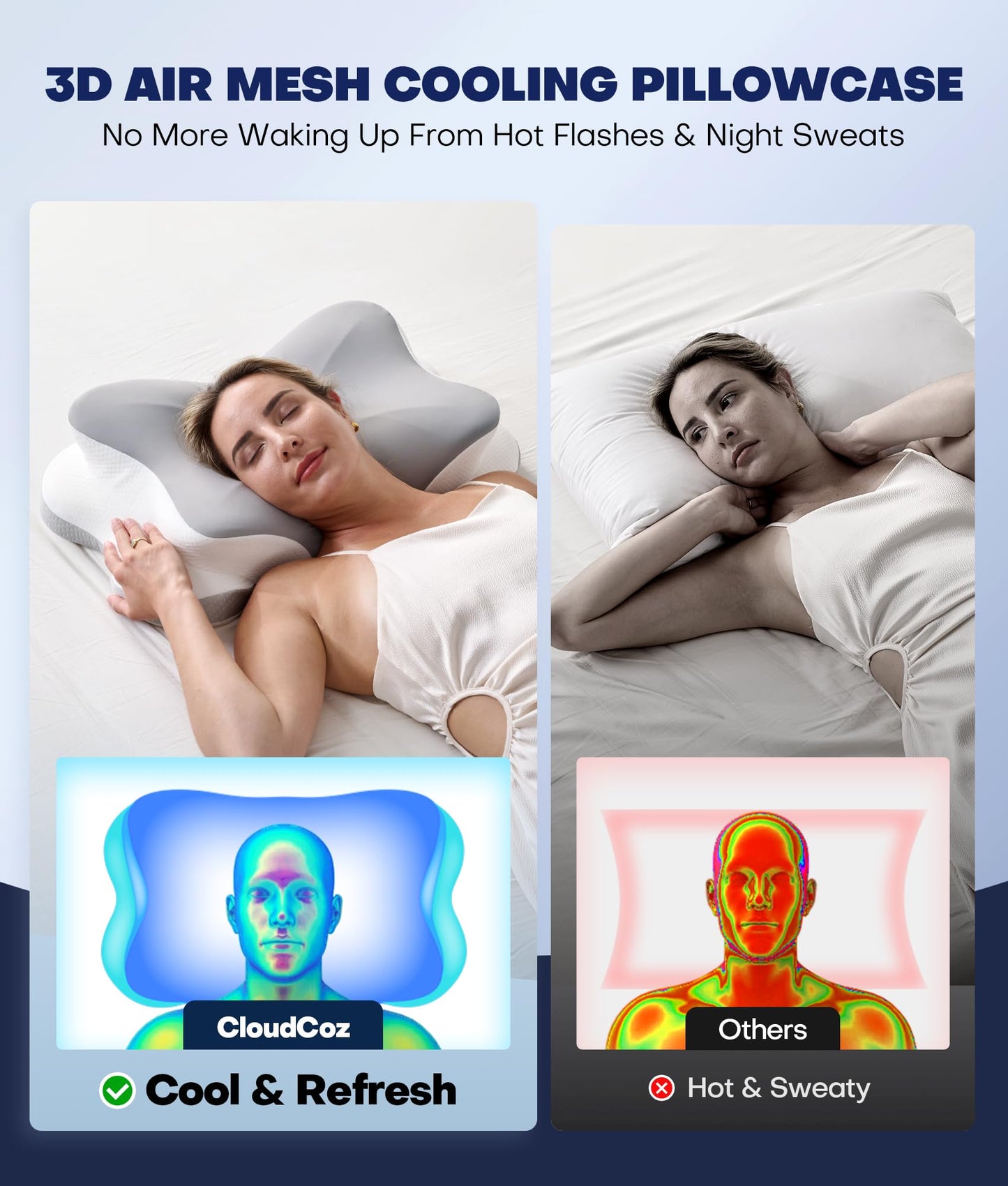 Ultra Pain Relief Cervical Neck Pillow for Sleeping, 5X Support Ergonomic Contour Pillow for Deep Sleep, Cooling Memory Foam Pillows for Adults, Orthopedic Bed Pillow for Side Back, Stomach Sleepers