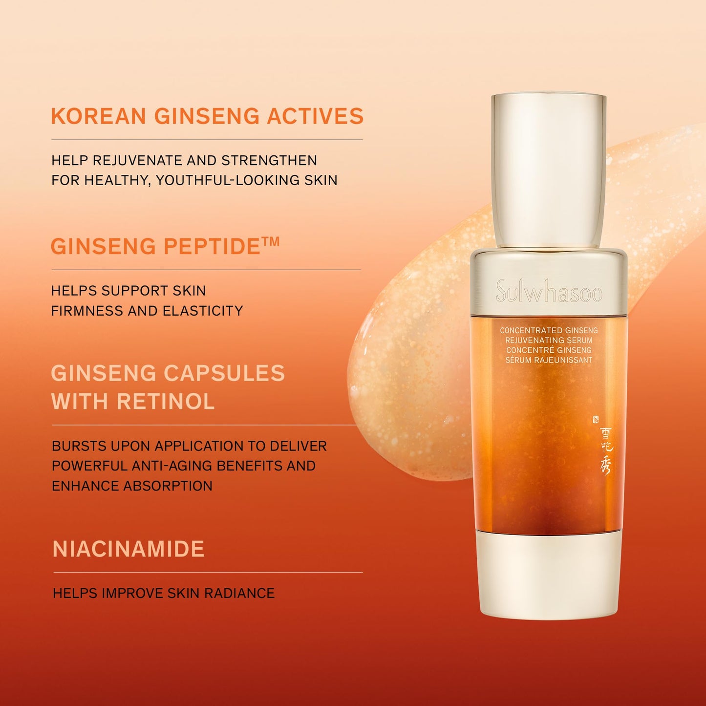 Sulwhasoo Concentrated Ginseng Rejuvenating Serum Set | Korean Ginseng-Powered Skincare 4-piece Anti-Aging Gift Set | Strengthens Skin Barrier | Visibly Improves Wrinkles | Includes Full-size Serum