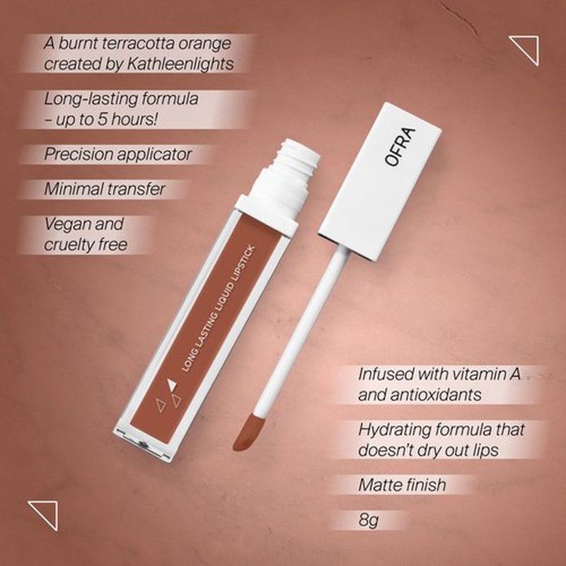 Ofra Long Lasting Liquid Lipstick - Miami Fever | Orange Matte Lipstick with Terracotta Undertones | Matte Liquid Lipstick for All-Day Wear | High-Pigment, Lightweight Matte Lipstick Finish | 8g