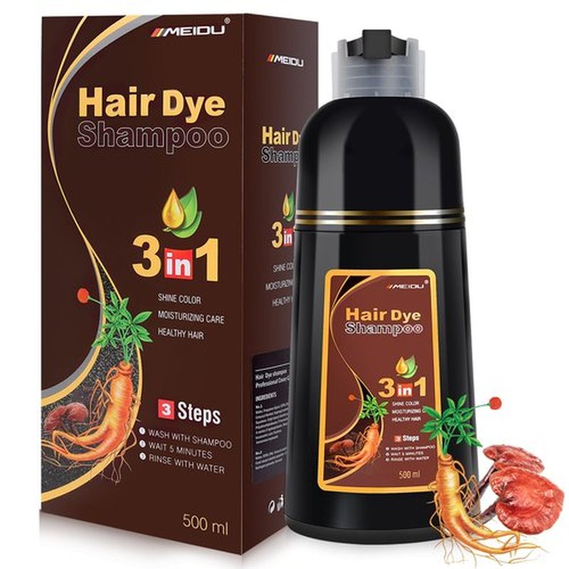 JIESSIA Darkbrown Hair Dye Shampoo for Women and Men, 3 IN 1 Hair Color Shampoo, Natural Herbal Plant Semi Permanent Grey Hair Cover Treated, 16.9 Fl Oz