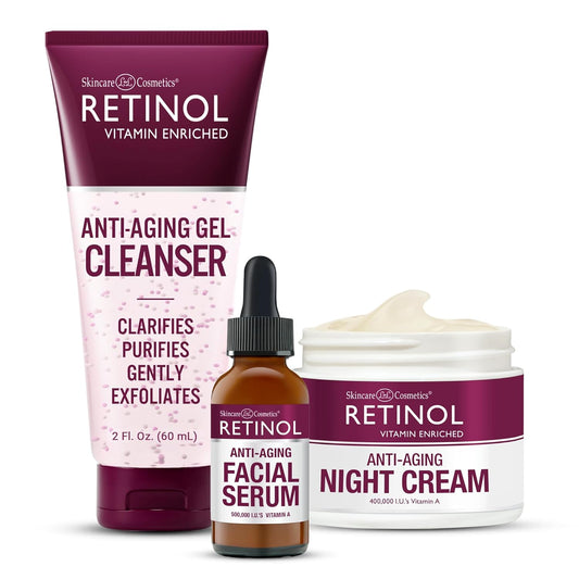 LIVAURA Retinol Anti-Aging Night Essentials | 3-Step Renewal Kit for Youthful Skin - Smooth, Restore & Hydrate