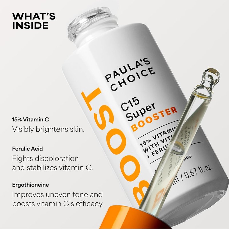 Paula's Choice BOOST C15 Super Booster - 15% Vitamin C Serum for Radiant Skin | Fragrance-Free, with Vitamin E & Ferulic Acid