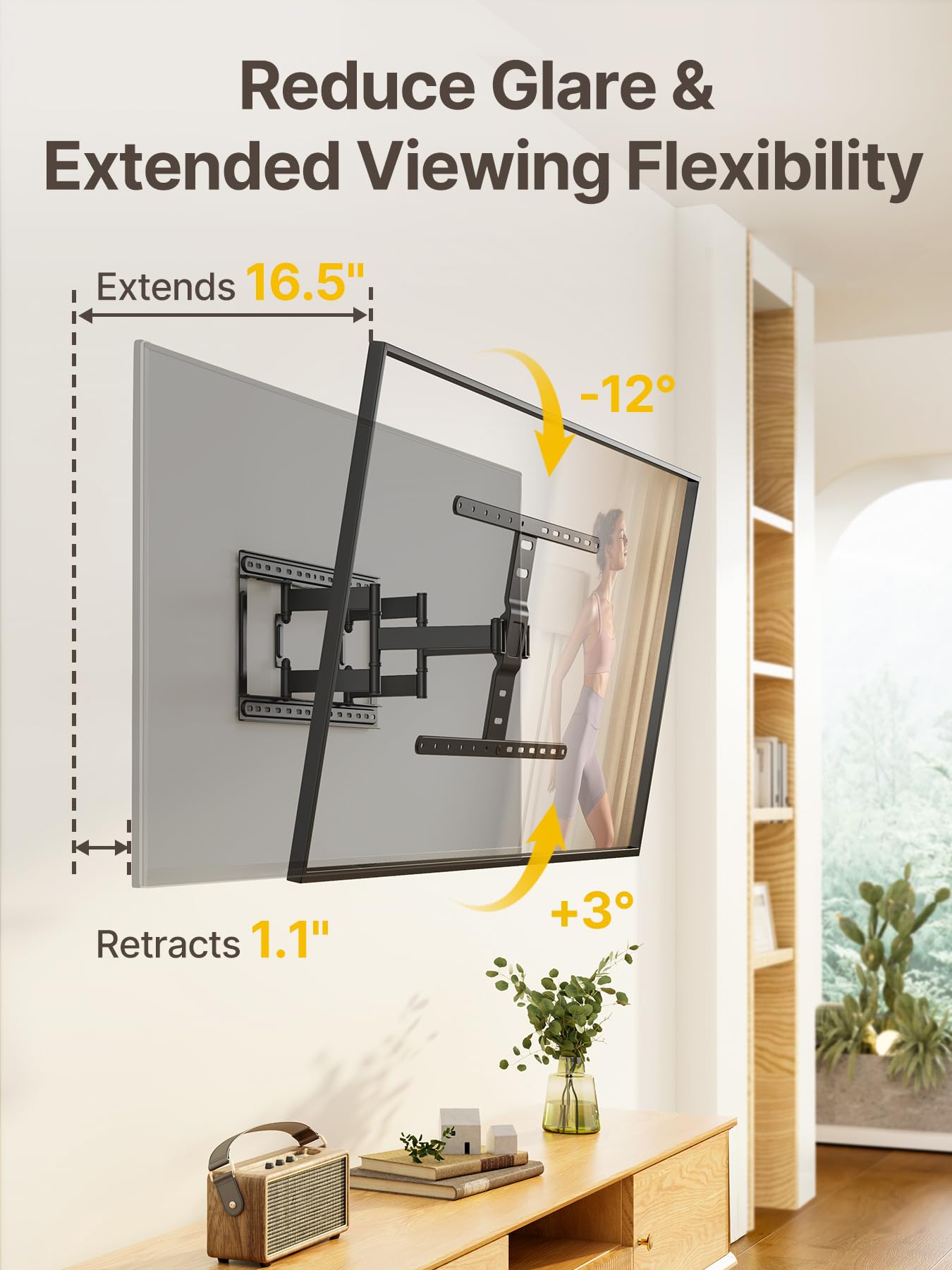 monTEK 1.1-Inch Ultra Slim Full Motion TV Wall Mount for 43-90 Inch TVs
