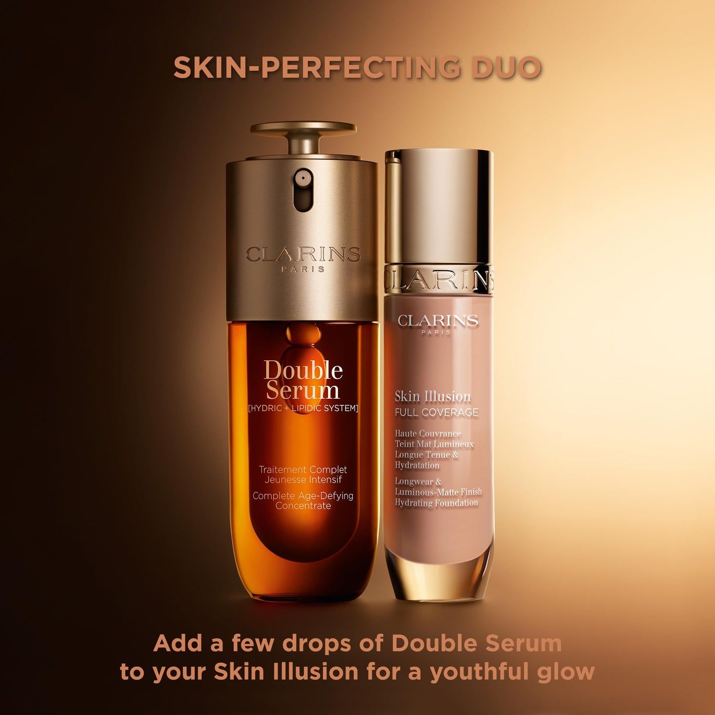 Clarins Skin Illusion Longwear Full Coverage Foundation|Luminous Matte Finish|24H Hold and 24H Hydration|Natural Looking|Transfer, Sweat and Smudge Proof| Contains Hyaluronic Acid|1 Fl Oz,103N