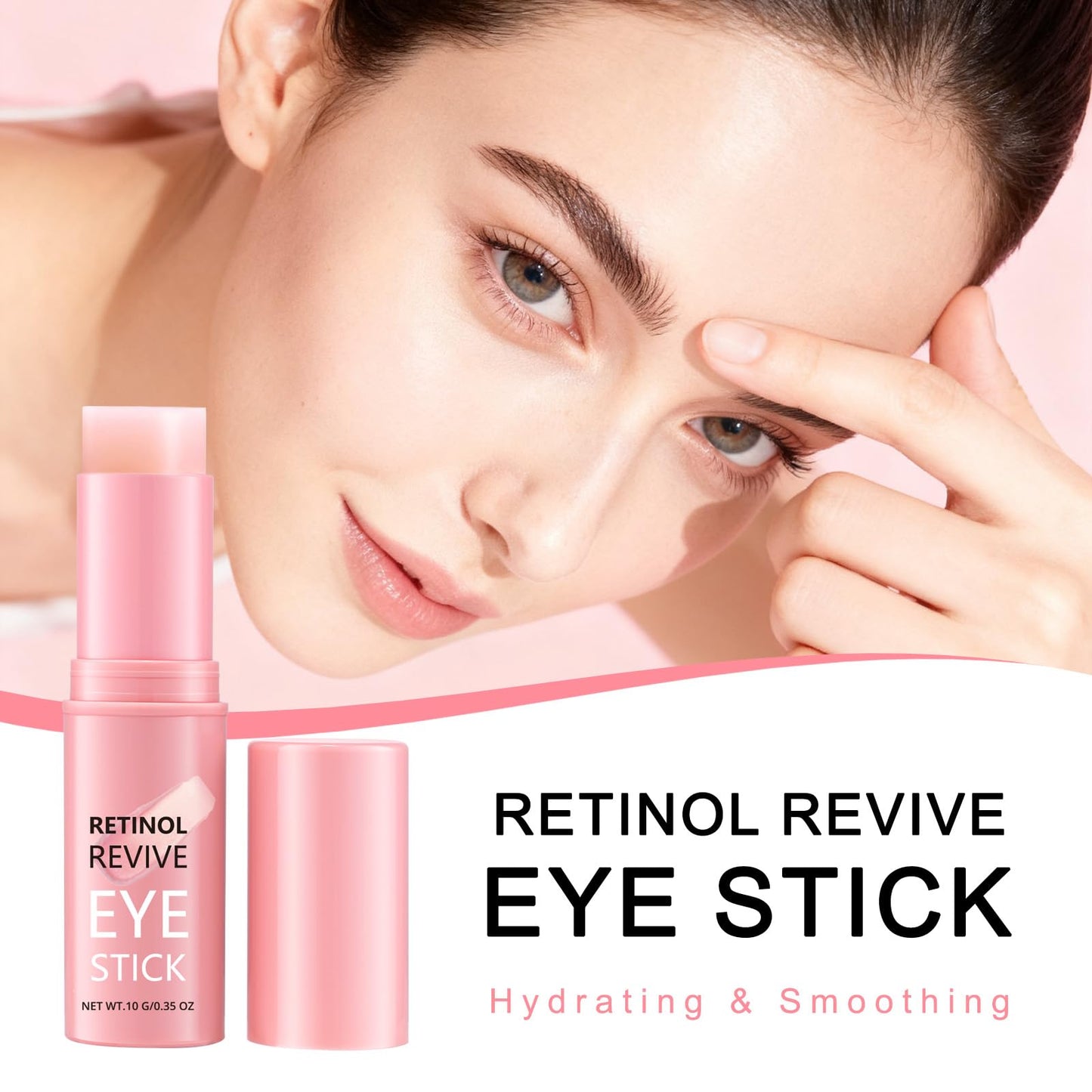 Retinol & Caffeine Eye Balm Stick - Dark Circles Relief & Depuffing Treatment, Hyaluronic Acid + Collagen, Gentle Under Eye Cream for Sensitive Skin, Hydrates & Smooths Fine Lines