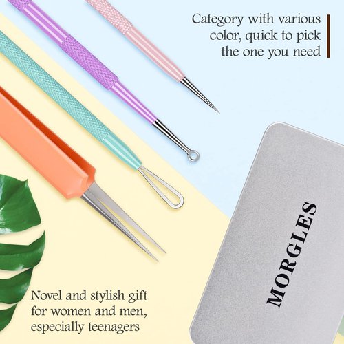 Blackhead Remover Tools, MORGLES 15PCS Pimple Popper Tool Kit Professional Stainless Comedone Pimple Extractor Tool for Blackhead Blemish Zit Removing with Metal Case 2024 Latest