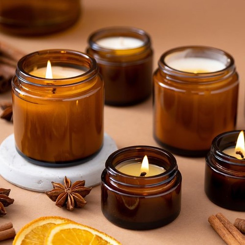 KEYWING 4oz Small Glass Jars with Black Lids, 24 Pack Amber Empty Cosmetic Containers Round Glass Jar with Inner Liners for Lotions, Powders and Ointments