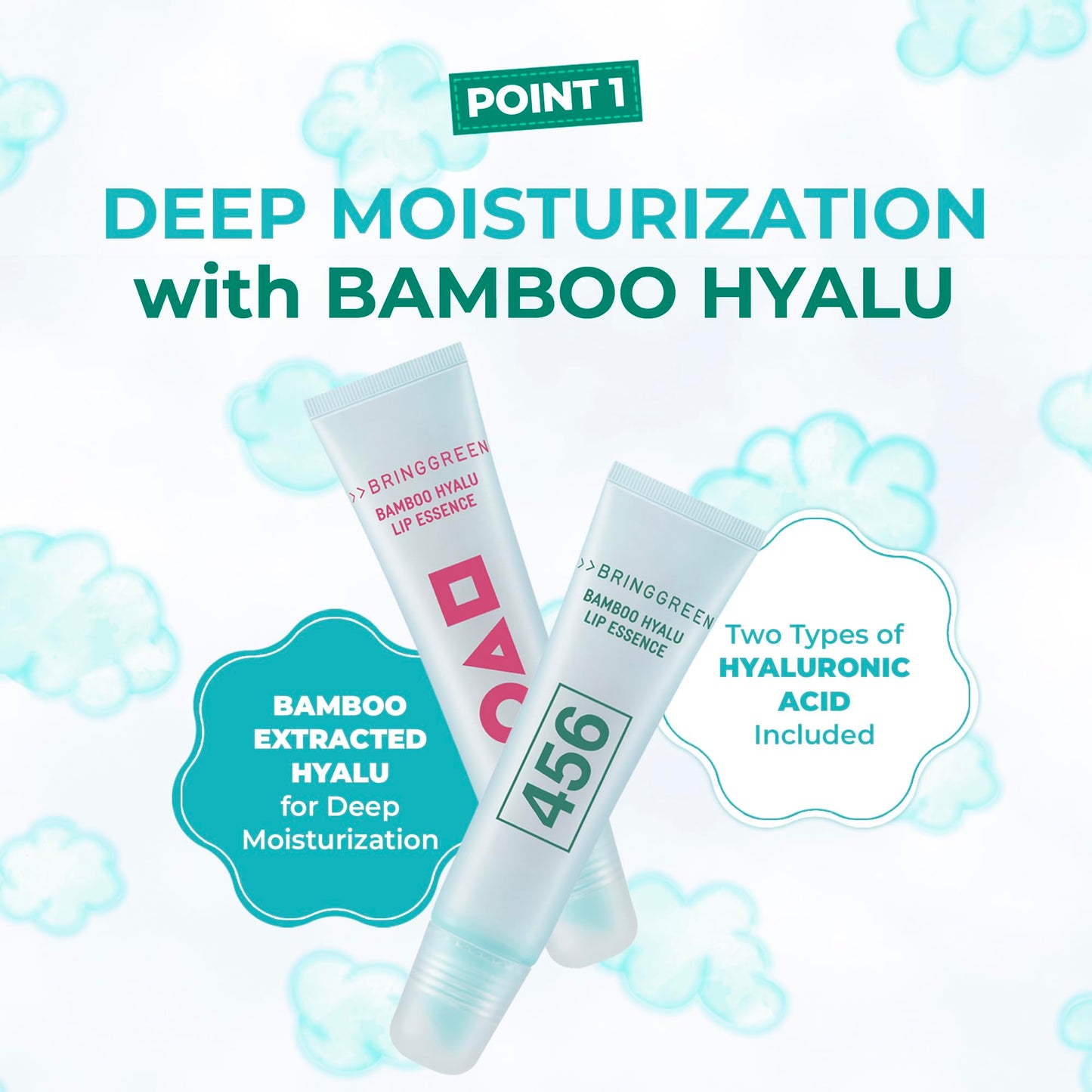 BRING GREEN Bamboo Hyaluronic Lip Essence 11g x 2, Hydrating Lip Serum for Dry Lips Double Set