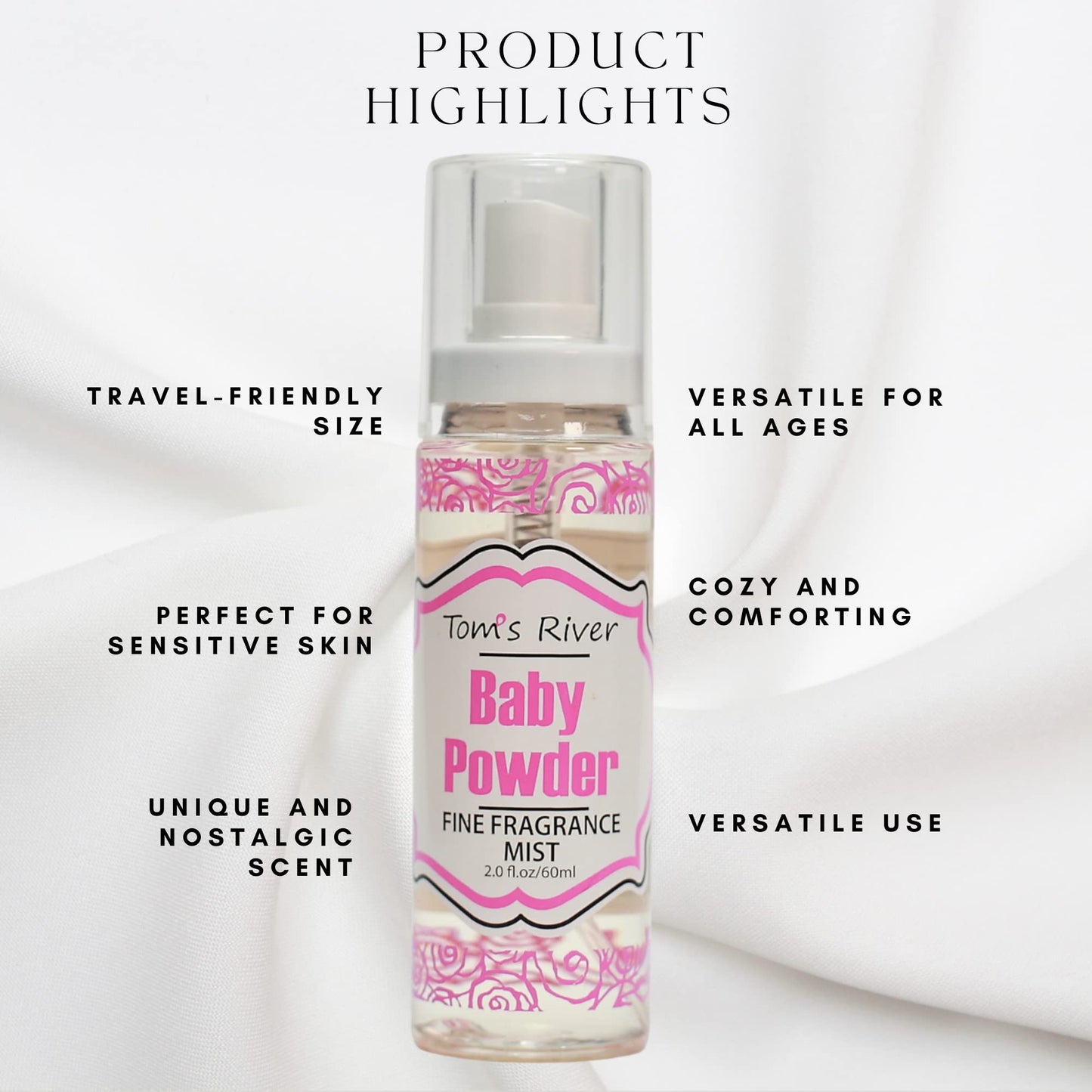 Infinix Baby Powder Scent Fragrance Mist for Women and Men - 2 oz, Clear