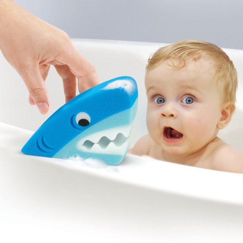 Genuine Fred Bath Biters, Children's Bath Sponge, Shark - Large & Absorbent - Gentle on Skin - Adds Fun to Bathtime or Water Table - Great Gift for Kids & Toddlers