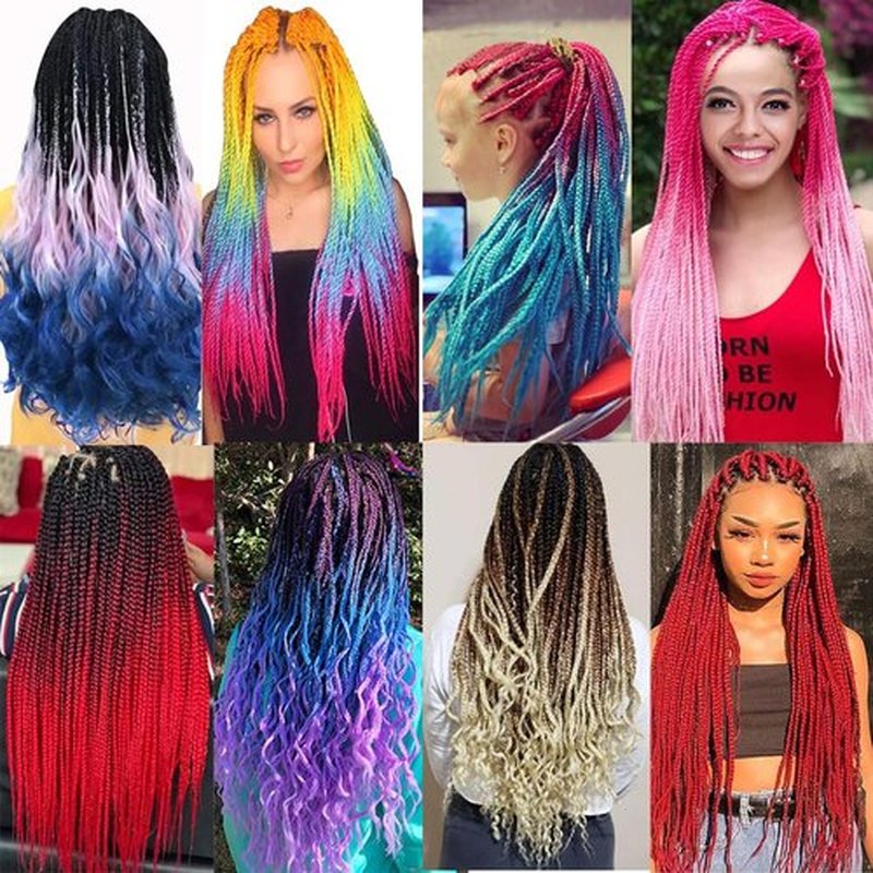 BALINGHAIR Pre-Stretched Braiding Hair Extensions High Temperature Braids Hair 28 Inch Ombre Pink to Lake Blue(B41-6Packs)