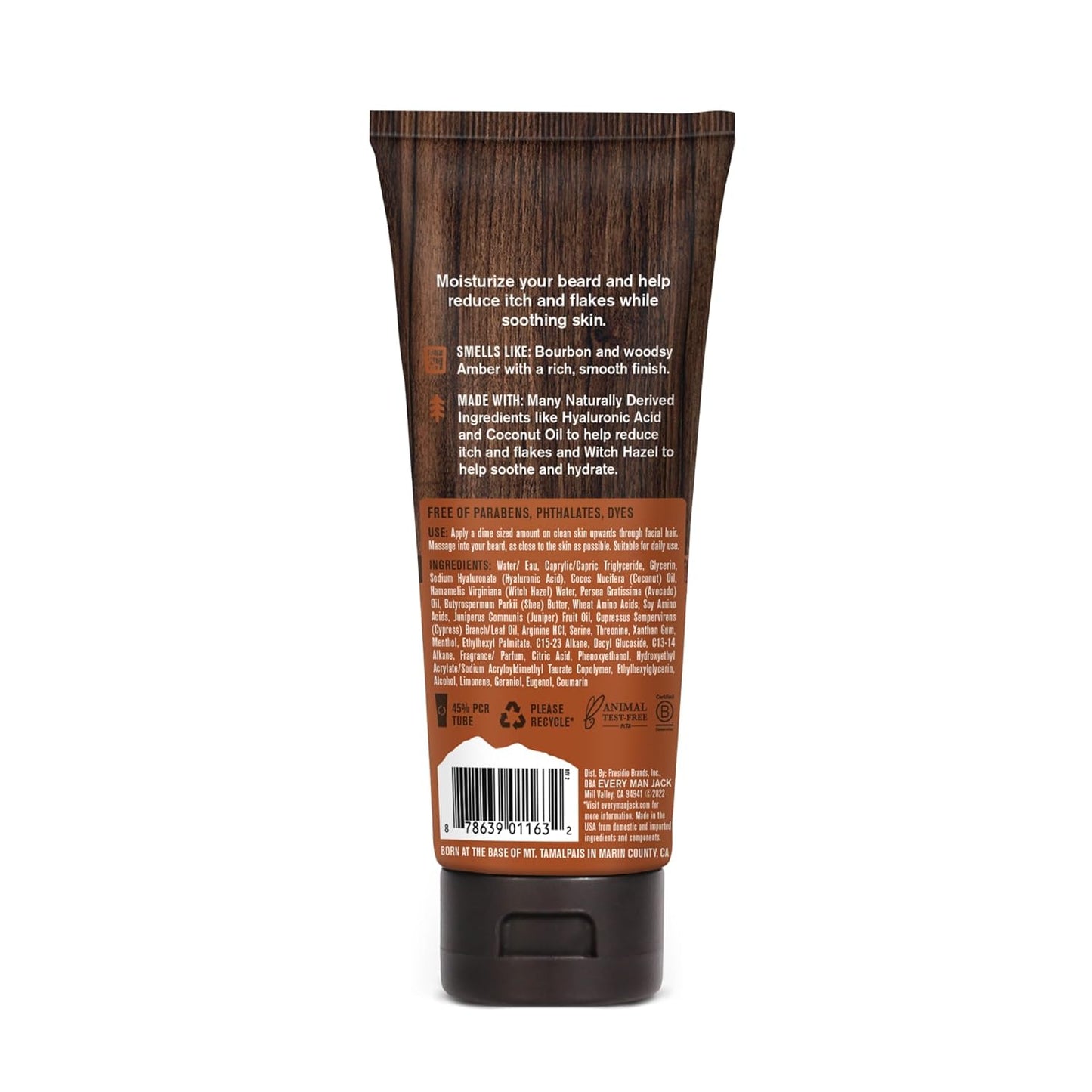 Every Man Jack Beard Lotion - Moisturizing Face & Beard Care - Light Aged Bourbon Scent - 3.2 oz (2 Pack)
