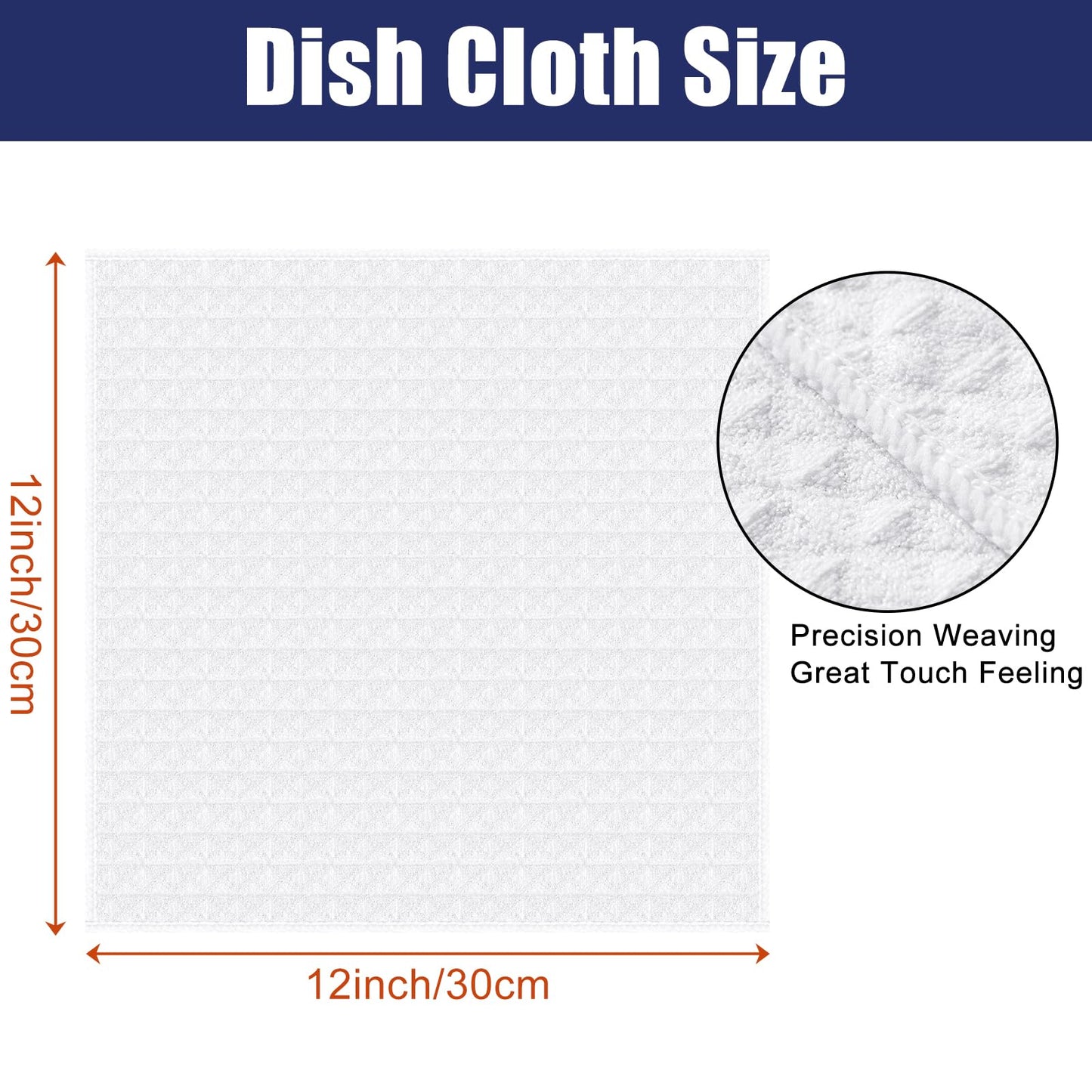 Homaxy Microfiber Waffle Weave Kitchen Dish Cloths, 12 x 12 Inch Ultra Absorbent and Solid Color Dish Towels for Kitchen Fast Drying Dishcloth for Washing Dishes, 6 Pack, White