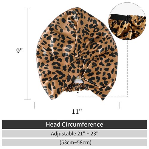 ZIMASILK 22 Momme 100% Mulberry Silk Bonnet for Sleeping & Women Hair Care, Highest Grade 6A Silk hair wrap for sleeping with Premium Elastic Stay On Head (1Pc, Leopard Black/Golden)