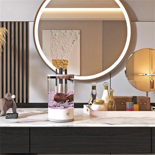 Beauty Swirl Cosmetic Brush Cleaner, The Cozy Luna Makeup Brush Cleaner, Electric Make Up Brush Cleaner Machine, Rechargeable & Deep Spinning Cleaning (Black,Charging Type)