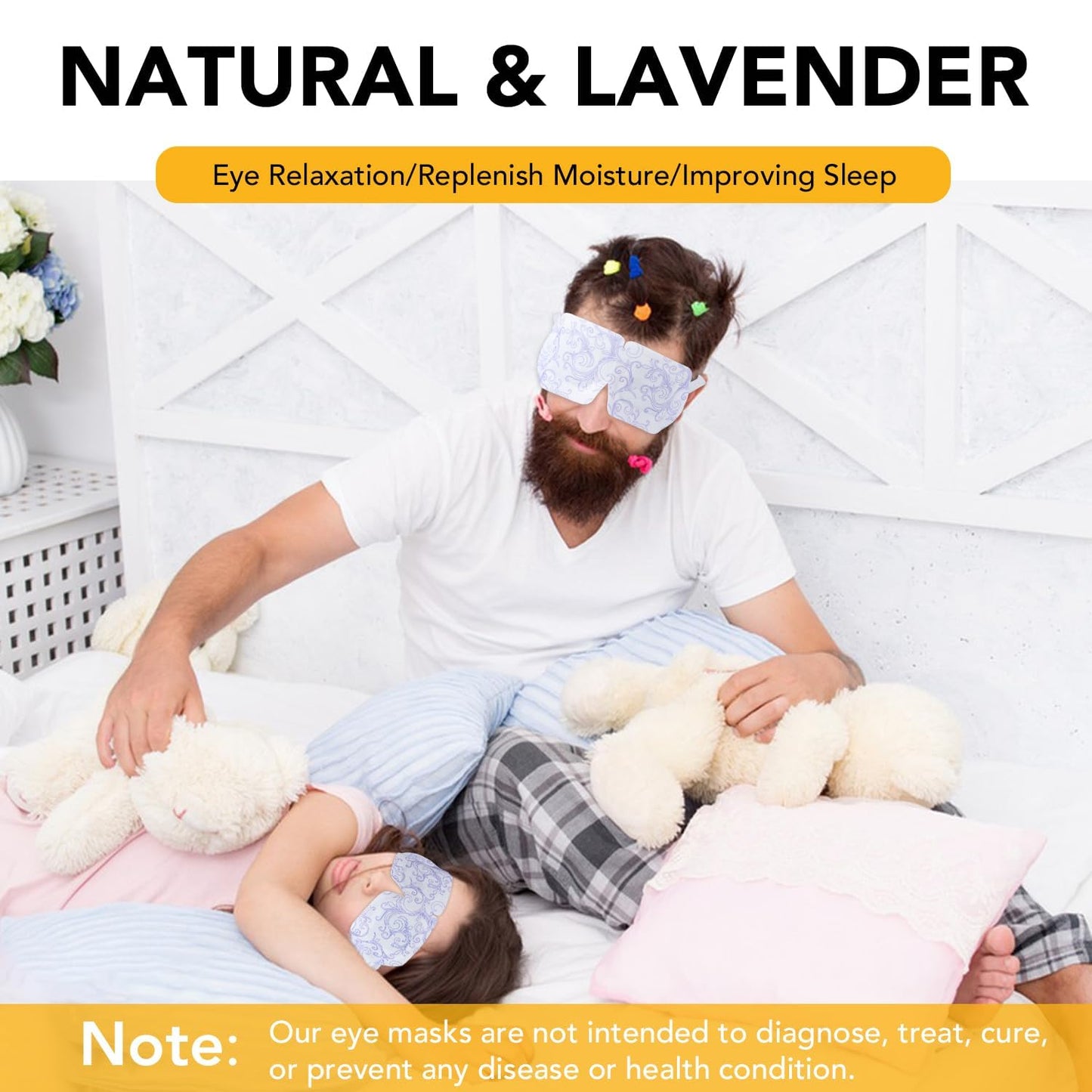 XPCARE 24 Pack Steam Eye Masks for Dry Eyes, Self Heated Steam Warm Eye Mask, Disposable Heated Eye Mask for Dark Circles, Puffy Eyes, Relief Stress Eye Fatigue（Chamomile）