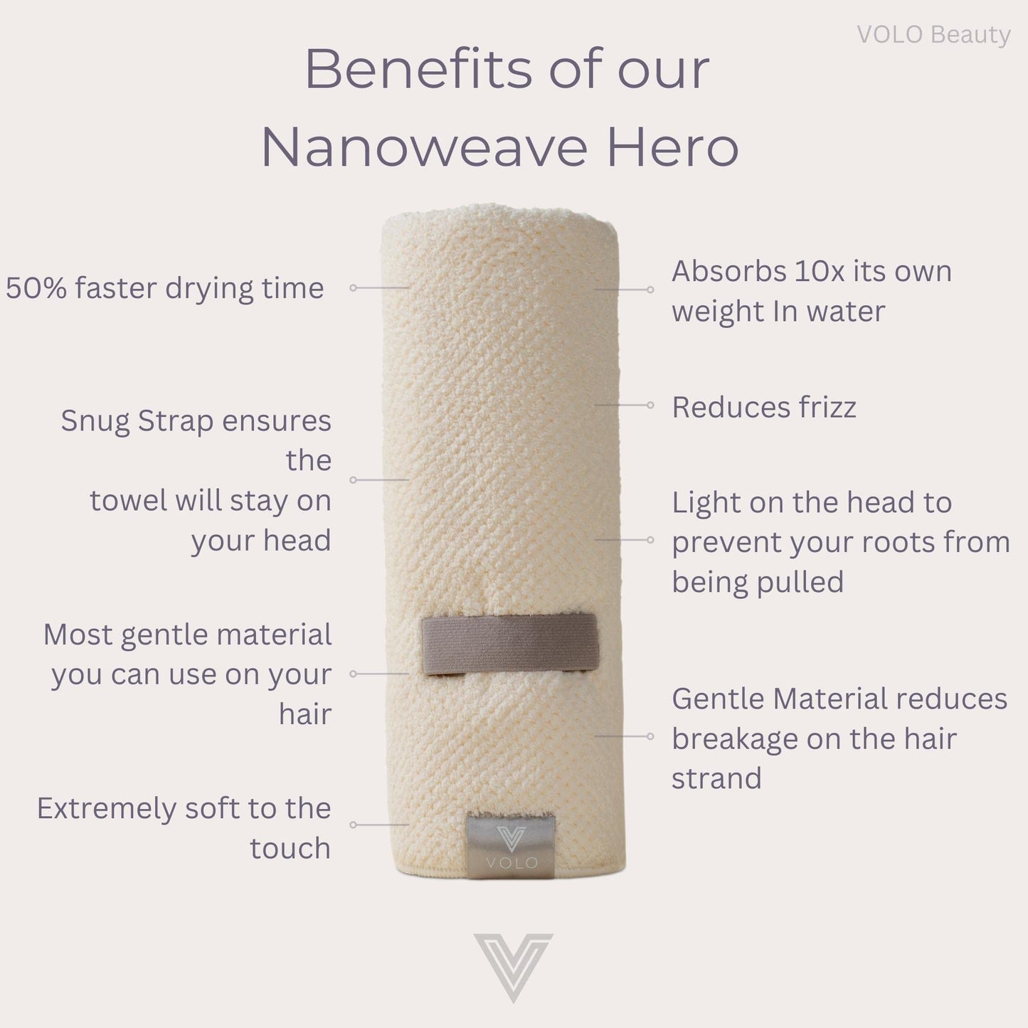 VOLO Hero Hair Towel | Ultra Soft, Super Absorbent, Quick Drying Nanoweave Fabric | Reduce Dry Time by 50% | Towel Wrap for All Hair Types | Reusable Packaging (Luna Gray - Reusable Tote)