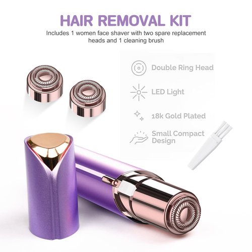 tuokiy Women Facial Hair Removal Device Battery Operated, Facial Hair Removal for Women，Facial Shaver for Women, Powered by 1 AA Battery (Not Included)