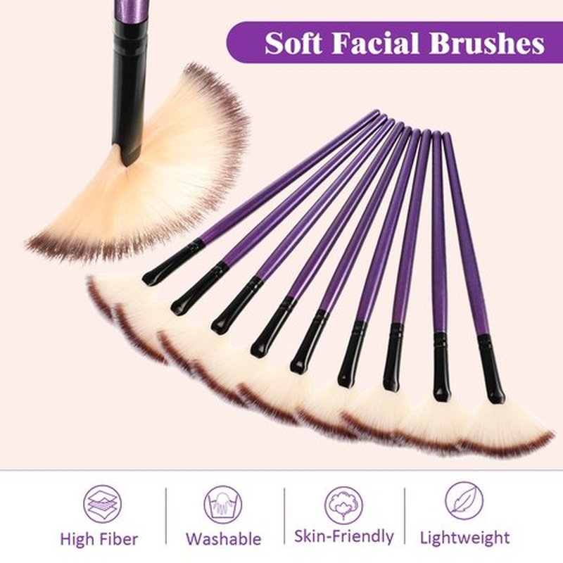 9 Pieces Facial Brushes Fan Mask Brushes, Soft Facial Applicator Brushes Tools for Peel Glycolic Mask Makeup for Mud Cream (Purple and Black)