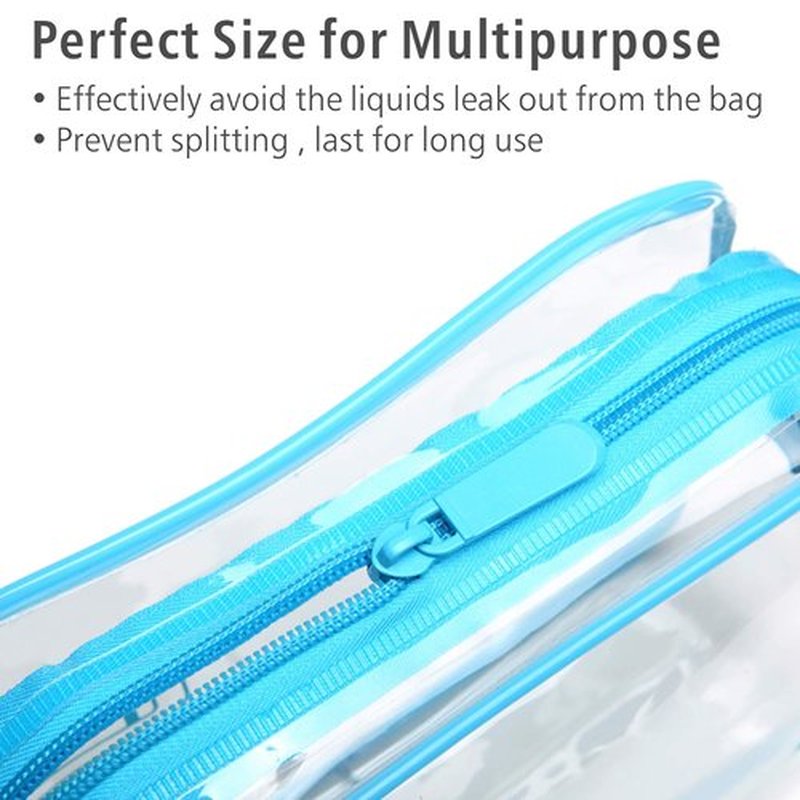 PACKISM Clear Cosmetic Bag, TSA Approved Clear Makeup Bag with Zipper Travel Clear Toiletry Bag, Beauty Quart Size Bag Carry on Airport Airline Compliant Bag, 3 Pack, Black White Blue