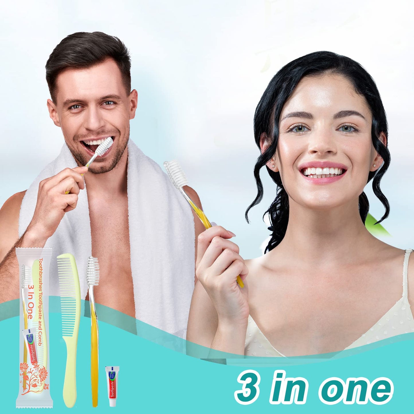 meekoo 200 Set Disposable Travel Toothbrushes with Toothpaste and Comb Individually Wrapped Bulk for Homeless Hygiene Kit Care Package Supplies for Hotel Nursing Home Shelter Charity(Gold,Classic)
