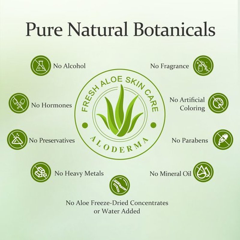 Aloderma 99% Organic Aloe Vera Gel Made within 12 Hours of Harvest, Refreshing Travel Size Aloe Vera Gel for Face & Body, Cooling & Soothing Support for Skin & Sunburn, Hydrating Aloe Gel, 1.5oz - 6ct