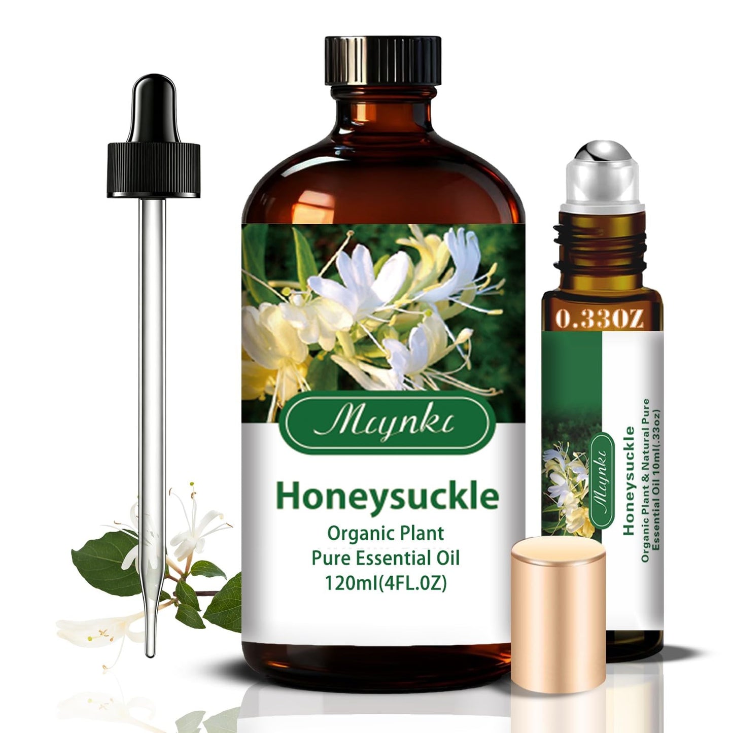MLYNKL Honeysuckle Essential Oil,for Diffuser,4oz+Roll-On 0.33oz