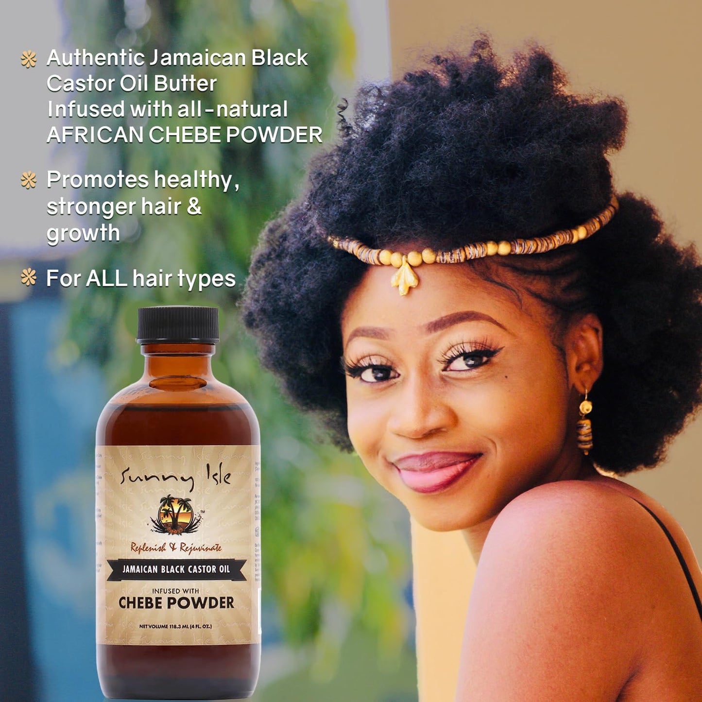 Sunny Isle Jamaican Black Castor Oil With Chebe Powder - For Hair Growth & Moisture - 4 oz
