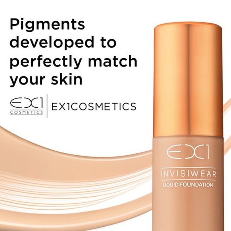 EX1 Cosmetics Invisiwear Liquid Full Coverage Foundation Makeup Shade 14.0 - Vegan, Oil and Fragrance Free, Dermatologically and Clinically Tested
