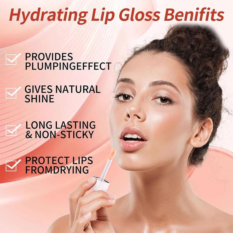 Hydrating Lip Glow Oil - Tinted Lip Care for Dry Lips | Non-Sticky, Plumping Formula - Mahogany