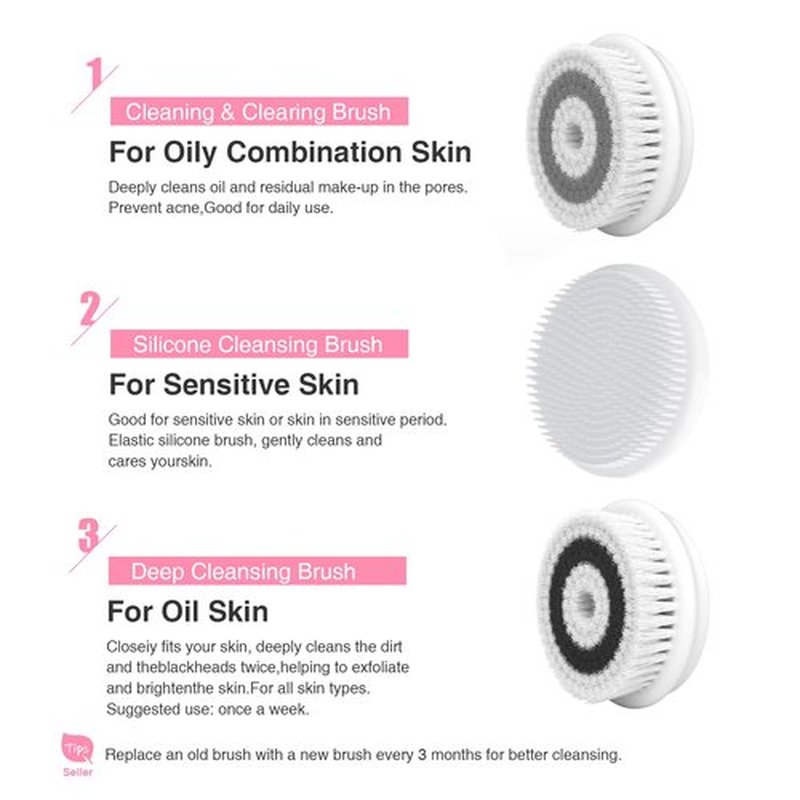 Face Brush Electric Face Cleansing Brush Skin Cleansing Face Scrubber with 3 Brush Heads TOUCHBeauty Spin Brush for Deep Cleansing Exfoliation, Facial Cleanser Brush for Massaging