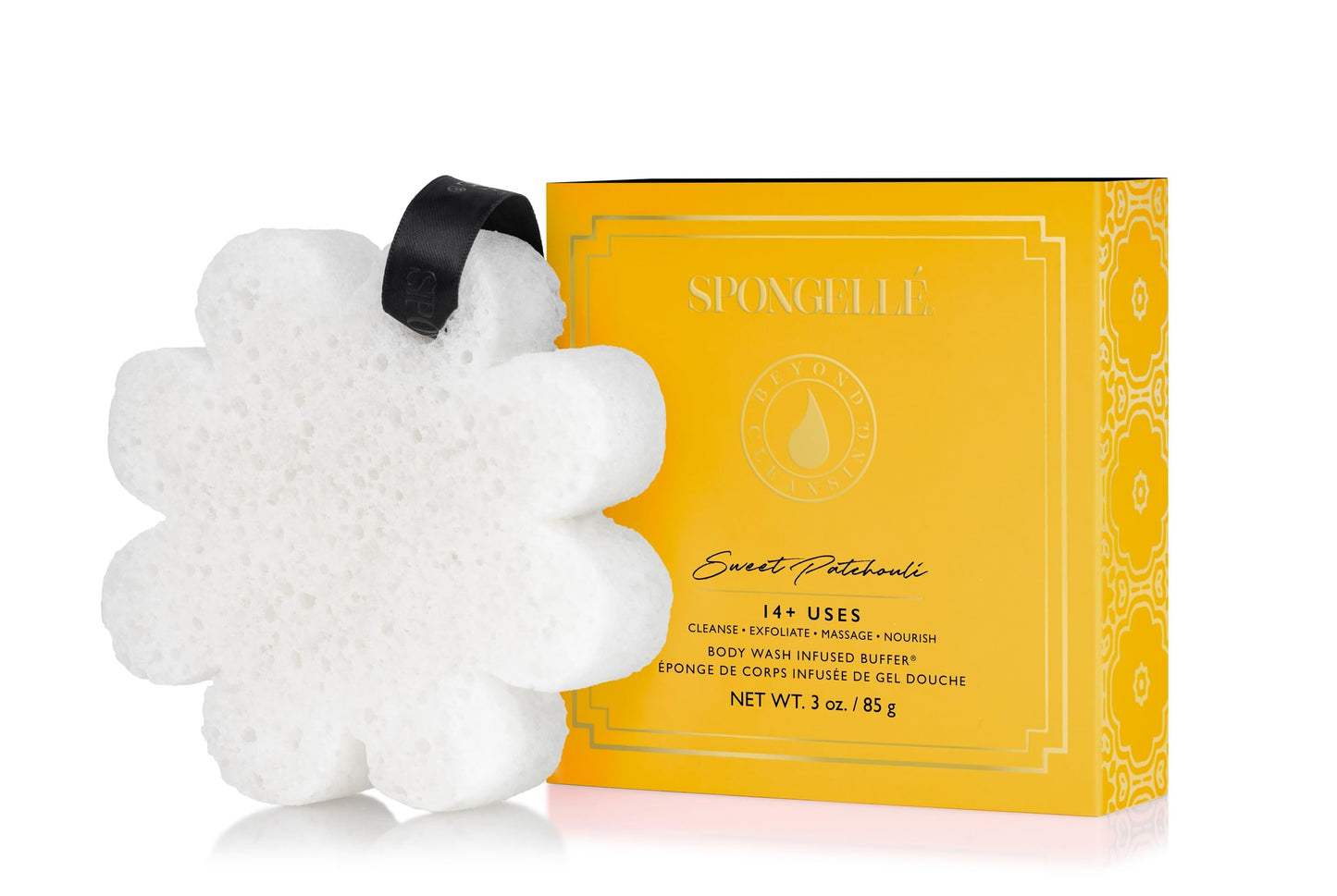 Spongellé Sweet Patchouli Wild Flower Bath Sponge with Box for Mothers Day Gift | Built-in Body Wash & Body Scrubber, Shower Loofah Sponge for Women | 14+ uses