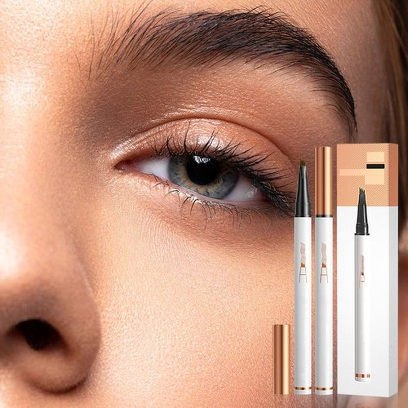 2024 Upgraded Microblading Eyebrow Pencil, 4 Tip Eye Brow Pen Magic Eyebrow Tattoo Pencil, 3D Microblading Eyebrow Pencil Eye Brow Pencils Contouring Pen for Women (Dark Brown)