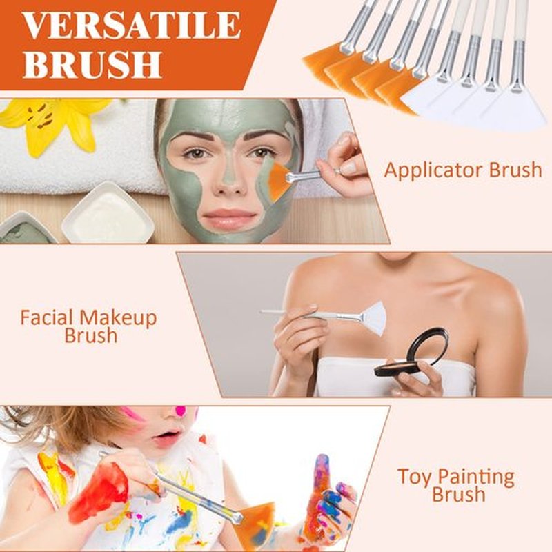9 Pieces Facial Brushes Fan Mask Brushes, Soft Facial Applicator Brushes Tools for Peel Glycolic Mask Makeup for Mud Cream (White, Yellow)