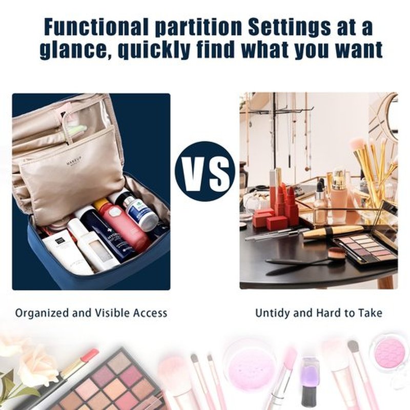 Travel Makeup Bag Cosmetic Bag Makeup Bag Toiletry bag for women and men (Navy blue)